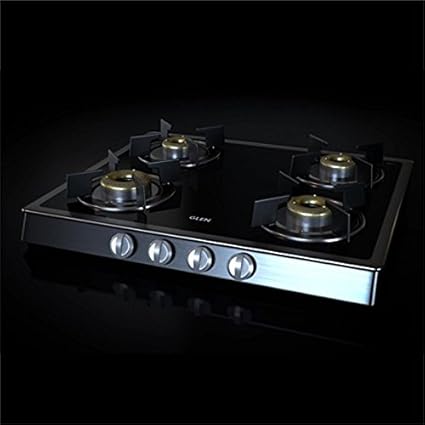 Glen Stainless Steel 4 Burner Gas Stove, Silver/Black (GLENLPGSTOVE1042GTFORGEDBBMIRROR)