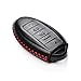 Vitodeco Leather Smart Key Fob Case Cover Protector - Compatible with Nissan | Compatible with Infiniti - (2007 - 2022 Models) - 5 Buttons, Black/Red