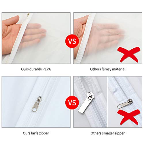 Aufisi Garment Cover Bag, Pack of 7 Premium Quality PEVA Moth Proof Clothes Covers Dustproof Clear Suit Garment Bag Breathable Full Zipper Dust Cover, 4 Pcs 40" x 24" Inch and 3 Pcs 47" x 24" Inch - Thumbnail 7