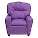 Flash Furniture Chandler Vinyl Kids Recliner with Cup Holder and Safety Recline, Contemporary Reclining Chair for Kids, Supports up to 90 lbs., Lavender