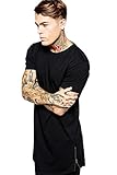 Valley Railway Mens Black Long T-shirt Hipster Hip-hop Street T-shirt US Sizes