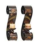 Benzara 13270 Set Of 2 Candle Holder Metal Wall Decor Sculpture (Kitchen)