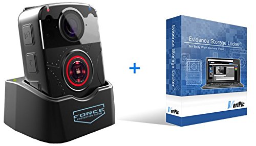 Bundle: Force Protection Video LE50, 1296p Police Body Worn Camera, Dash Cam capable, GPS Enabled, with VeriPic Locker Software (12 Month SaaS), live person training, installation help, tech support