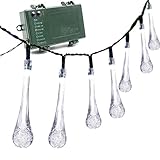 Vmanoo Battery Operated Timer String Lights 30 LED Water Drop Fairy Christmas Lighting Decor For Outdoor, Indoor, Garden, Patio, Bedroom Wedding Decorations (White)