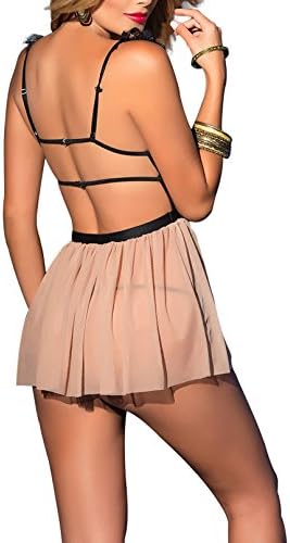 ALLovable Women's Sexy Lace Lingerie Dress Cupless Strappy Chemise Babydoll Nightwear