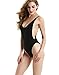 Stripsky One Piece Swimsuit V Neck,High Cut Swimsuit for Women(Black-M)