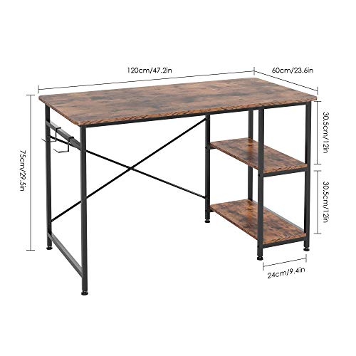U/R Home Office Computer Desk, 47 inches Writing Table with 2 Adjustable Storage, Office Writing Desk, Modern Work with… - Image 3