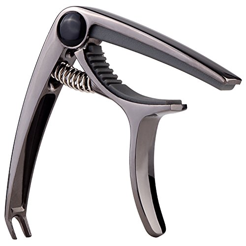 Guitar Capo, Guitar Accessories, Mugig Zinc Alloy Guitar Clamp Suitable for Flat Fretboard Electric and Acoustic Guitar - Single-handed Trigger Style Guitar Capo (Gunmetal,Bronze) (Gunmetal)
