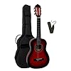 1/4 GITARRE – KONZERTGITARRE IM SET – KINDERGITARRE – CLASSIC – ROT-SCHATTIERT – DECKE LINDENHOLZ – TASCHE – BAND – K8