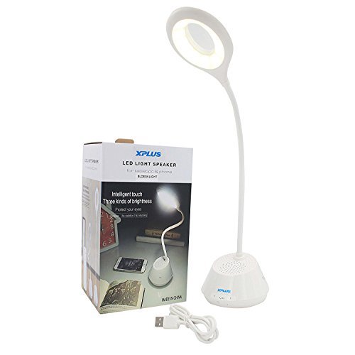 XPLUS Portable Rechargeable LED Desk Lamp & Bluetooth Wireless Speaker With Adjustable Brightness,Flexible Folding Design, Smart Music, Eye Care Reading Light