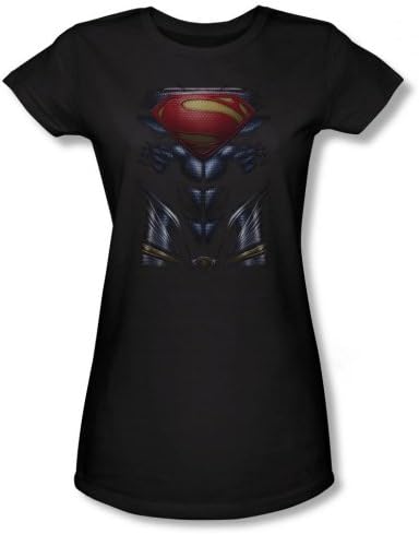 Superman Man of Steel - Costume Design Junior's T-Shirt, Black, XL