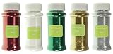 KittyKraft 5 Piece Extra Fine Glitter Set (Holiday Collection)- Includes Red, White, Green, Gold, and Silver Glitter - Perfect for Christmas and Holiday Crafts
