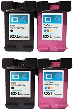 JCINK 4 Pack Remanufactured Ink Cartridges for HP62XL C2P04AE C2P06AE for Officejet 5740 5742 5745 8040 8045 ENVY 5640 5660 5665 7640 7645 8000 8005
