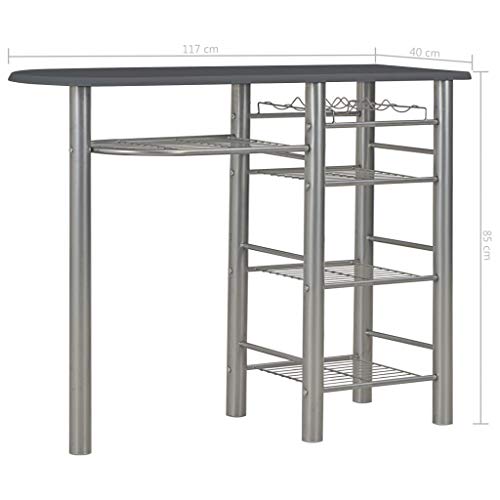 Tidyard Bartisch 3-teilige Barset Esstisch Stehtisch Bistrotisch Mit 2 Klappstühle Sitzgruppe,Tisch mit 4 Regalen und einem Weinregal,Bistroset Bargruppe Küchenbar aus Holz & Stahl,Schwarz+Silber – Bild 3