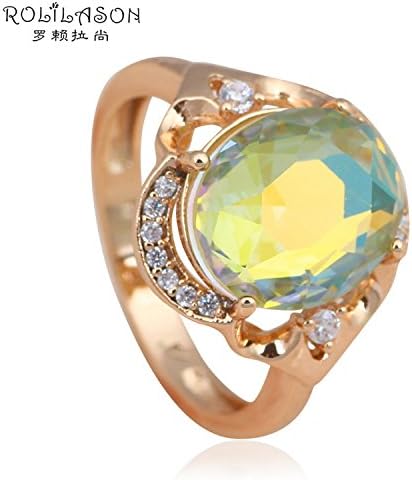 Dudee Jewelry Amazing design Green Crystal Inlay gold plated Cubic Zircon Gold Ring Health Fashion Jewelry 7 7.5 8.5 JR2029