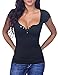 Chuanqi Womens Sexy Button Down Short Sleeves T Shirts Summer Low Cut Tops