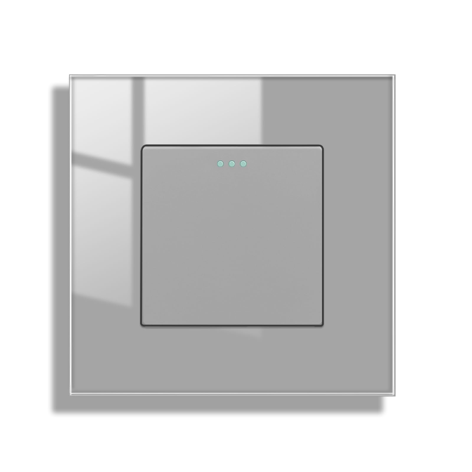 JIMEIDA Single Light Switch Glass Grey 1 Gang 1 Way Rocker Button Switch Modern Crystal Wall Panel,10A,250V — image 1