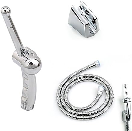 HomeStyleZ Hand Held Bidet Sprayer Attachments Kit for Toilet with 1.2m Hose and Wall Mounted Holder, Toilet Shower Water Bidet Sprayer Set for Personal Hygiene (Silver)