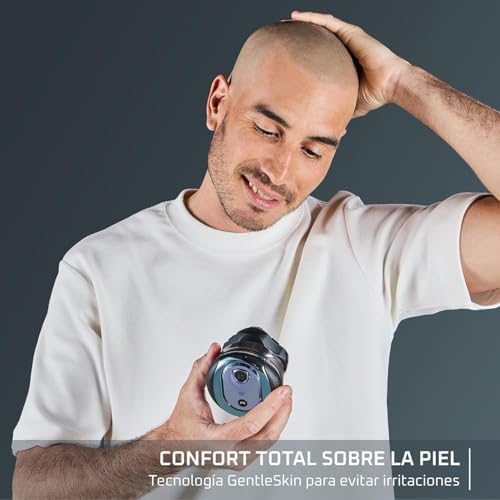 Barber Experience, Afeitadora de Cabeza, 5 cabezales con cuchillas de recubrimiento de titanio, apura hasta 0,1 mm, autonomía de 80 min, resistente al agua, neceser de viaje, TN3110E0