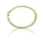 Floreo 10k Fine gold Curb Cuban Chain Bracelet and Anklet, 0.16 Inch (4mm)