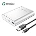 Quick Charge Power Bank + Double Sided Micro Cable, BlitzWolf Qualcomm 10400mAh QC2.0 Phone Fast Charging Battery 5V 9V 12V Input/Output 0.66ft Cord for Samsung Galaxy S5 S6 Edge, Note 5 Edge