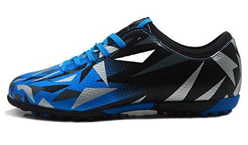 T&B Cleat Soccer Turf Football Shoes Kids Casual Footwear Sky Blue Black No.76516-TL-31-13.5US