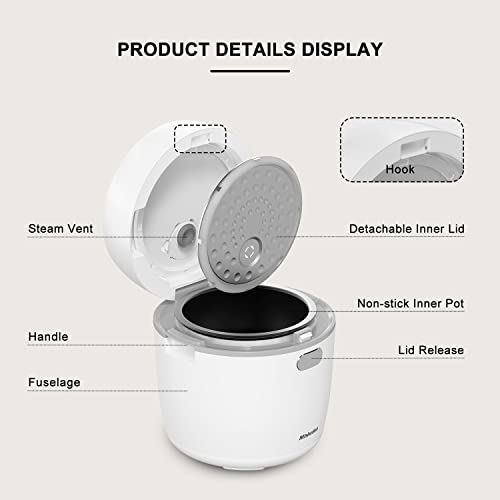 Mishcdea Small Rice Cooker 3Cup Uncooked, Mini Rice Cooker Ceramic