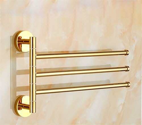 Golden Movable Towel Bar Hanging Type Bathroom Rotary Towel Rack,3 Swivel Bars