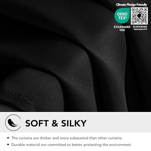 Deconovo Blackout Curtains Bedroom Super Soft Thermal Insulated Eyelet Blackout Curtains for Living Room 46 x 54 Inch Black 2 Panels