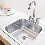 Kindred Essentials All-in-One Kit 15-inch x 15-inch x 6-inch Deep Drop-In Bar or Utility Sink in Satin Stainless Steel, FBFS602NKIT