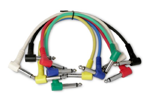 Snakebite 6 Professional Patch Cables. Mono, right angled, jack to jack connectors. Ideal for linking guitar effects pedals or use on studio patchbays