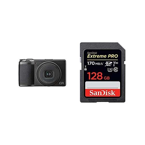 Ricoh GR III Ultimate-Schnappschusskamera Premium-Kompaktkamera 24MP APS-C-Sensor 28 mm F2.8 Hochwertiges GR-Objektiv & SanDisk Extreme PRO 128GB SDXC Speicherkarte bis zu 170 MB/s, Class 10, U3, V30