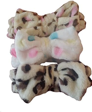 Fluffy Cute Fun Head Hair Band Multicolor multi designs 3 pack (3 Pack (Multi Polka Dot, Brown Animal Print, Pink Animal Print))
