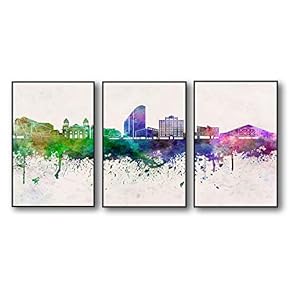 3 Piece Framed Canvas Home Artwork Decoration City Splash-Ink Painting Canvas Wall Art for Living Room, Bedroom - 16"x24"x3 Panels
