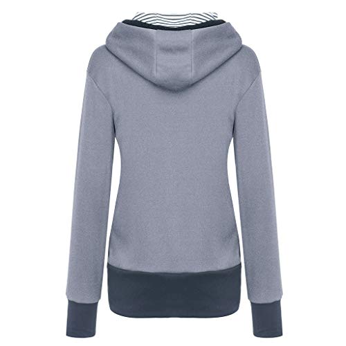 Clearance Sale! MatureGirl Women Maternity Striped Baby Pouch Carrier Hoodie Kangaroo Zipper Pregnancy Coat (Gray, Large) - Thumbnail 4
