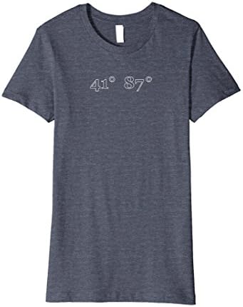 Womens Chicago Degrees of Latitude &amp; Longitude - Premium T-Shirt Small Heather Blue