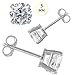 Crazy2Shop 14K White Gold 5mm Round Simulated Diamond Prong Setting Earrings, 1.00 cttw