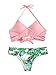 SOLY HUX Women's Floral Halter Wrap Knotted Back Bikini Set Pink S