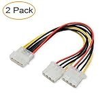2 Pack Computer Molex 4 Pin Power Supply Y Splitter Cable - 2 Female to 1 Male Internal Power Extension Cable