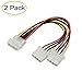 2 Pack Computer Molex 4 Pin Power Supply Y Splitter Cable - 2 Female to 1 Male Internal Power Extension Cable