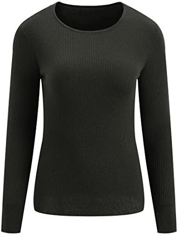 SSeary Women Lightweight Cashmere Sweater Soft Round Neck Knit Tops Pullover Deep-Armygreen L