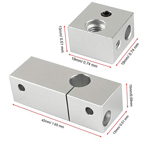 BCZAMD MK10 All Metal Hotend Cooling Block Kit with 0.4MM Nozzle for Wanhao I3, Monoprice Maker Select 3D Printer V2, Cocoon Create 3D Printer