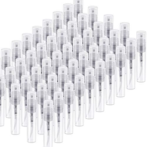 Thyores 50pcs mini perfume atomizer, clear plastic spray bottle