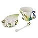 New Fashion Hand Crafted Porcelain Enamel Peacock Coffee Cup Set with Saucer and Spoon - Gift Packaging