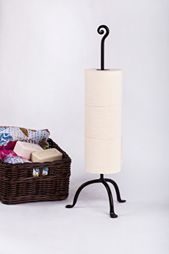 RTZEN Wrought Iron Swirl 4 Rolls Storage Toilet Paper Stand | Free Standing TP | Handcrafted Décor