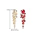 BriLove Women's Bohemian Boho Crystal Wedding Bridal Multiple Teardrop Chandelier Long Dangle Earrings Gold-Tone Ruby Color
