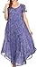 Sakkas Sayli Long Tie Dye Cap Sleeve Embroidered Wide Neck Caftan Dress/Cover Up