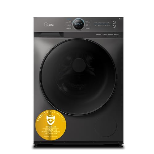 Midea 10/7 KG Smart Washer Dryer with BLDC Inverter Motor, 1400 RPM, Fully Automatic Front Load Washing & Drying Combo Wi-Fi Machine, 16 Programs-Allergy/Steam Care/Auto Clean, Titanium, MF200D100WBT