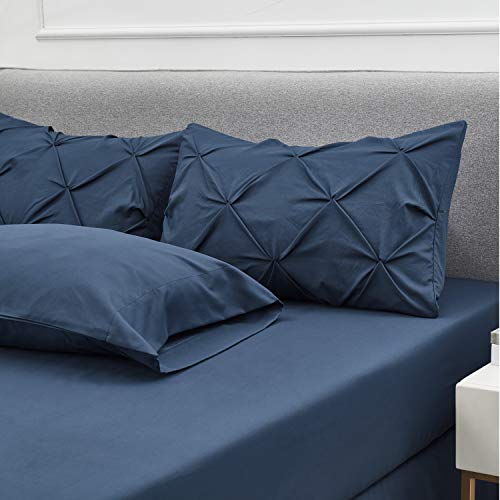 Bedsure Navy Comforter Set Queen Bed in a Bag Queen 7 Pieces, Pintuck