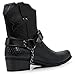 Alberto Fellini Men's Crocodile Prints Western Cowboy Boots with Side Zipper, Belt Buckle and Metal Chain (9, Black)